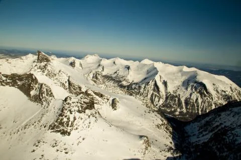 View of a mountain plain from a height. Stock Photos
