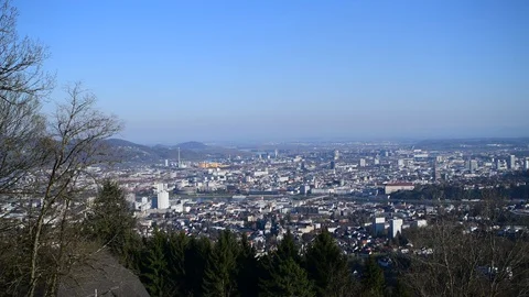 View from mountain pöstlingberg to the city of linz, upper austria Stock Footage 127615820