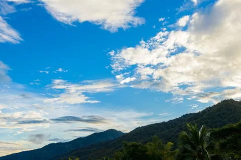 View of the mountain range and blue sky and cloud Stock Photos