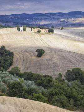 View of mountain range and field Stock Photos
