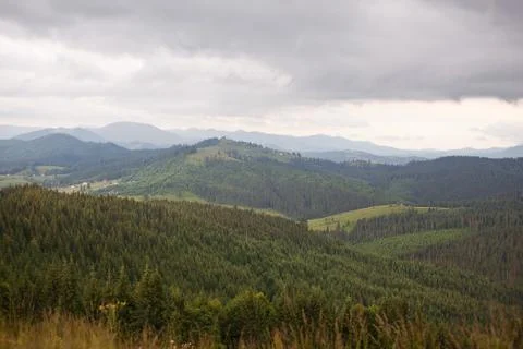 A view of the mountain range in the Carpathian Mountains. Ukraine Stock Photos