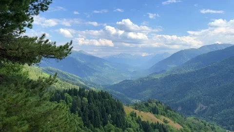 View of the mountain range near Mount Zakan.  Stock Footage 252560567
