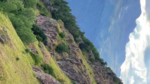 View of the mountain range near Mount Zakan.  Stock Footage 252560780