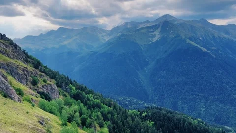 View of the mountain range near Mount Zakan.  Stock Footage 253172013