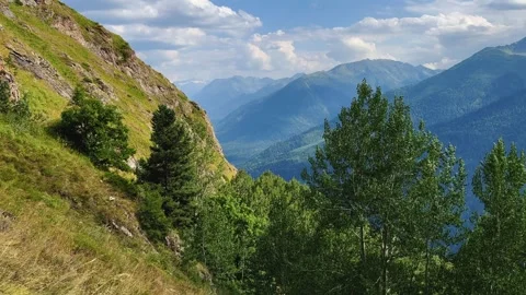 View of the mountain range near Mount Zakan.  Stock Footage 253247616