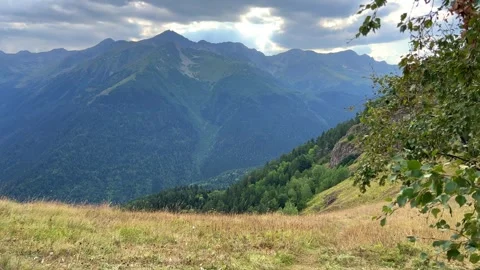 View of the mountain range near Mount Zakan. Stock Footage 260878757