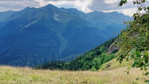View of the mountain range near Mount Zakan. Stock Footage 261045219