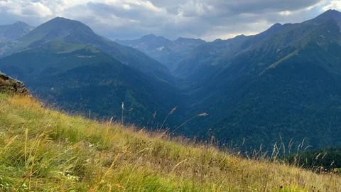 View of the mountain range near Mount Zakan.  Stock Footage 269119090