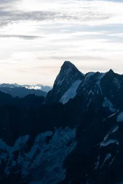 View on mountain range in snow in Alps Stock Photos