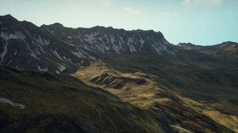 A view of a mountain range from the top of a hill Stock Illustration