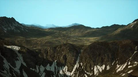 A view of a mountain range from the top of a hill Stock Illustration