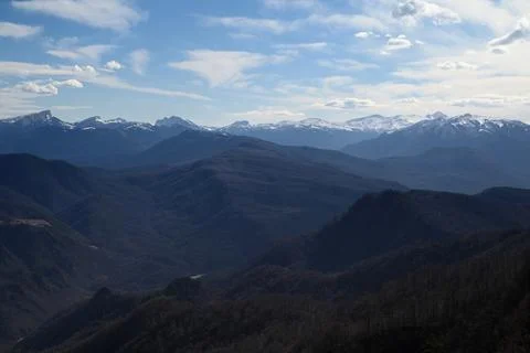 View on mountain range in winter Stock Photos