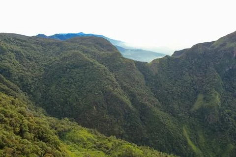 View of mountain range at World's end in Horton Plains national park in Sri L Stock Photos