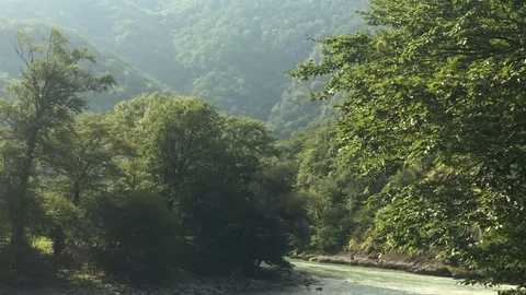 View of the mountain rapid river flowing through the mountains 動画素材 126318516