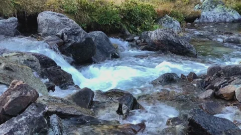 View of a mountain river with clear water Stock Footage 163315288