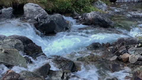View of a mountain river with clear water Stock Footage 163315598