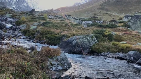 View of a mountain river with clear water Stock Footage 163315611