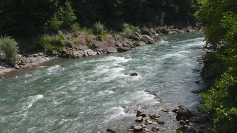 View on mountain river Stock Footage 93774506