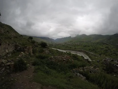 View from the mountain to the river Stock Photos