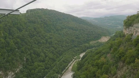 View of mountain river valley from hangning bridge of sky park Stock Footage 95429088