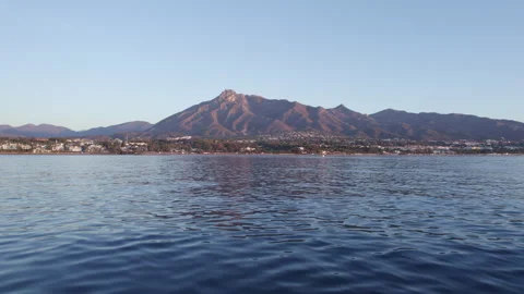 View of the mountain from the side of the ship Stock Footage 260112294