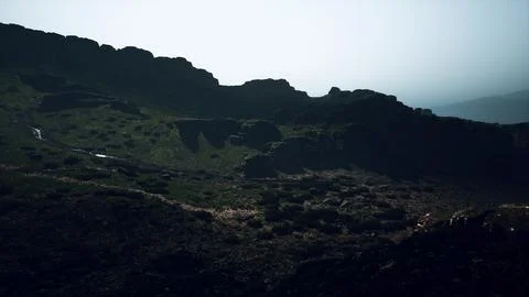 A view of a mountain with a sky background. mountain path Stock Illustration