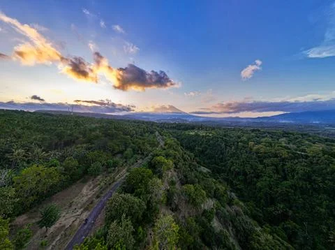 View of Mountain, Sky, Forest from a height 스톡 사진