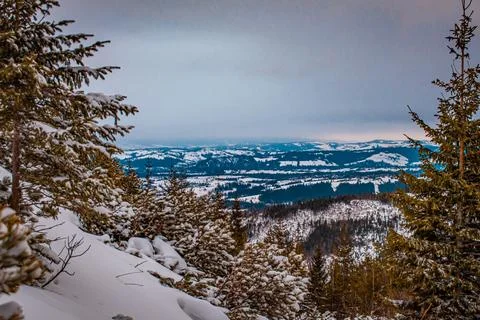 The view from the mountain summit 스톡 사진