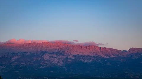 View of the mountain at sunset from the observation deck of Tazy canyon, Turkey Stock Photos