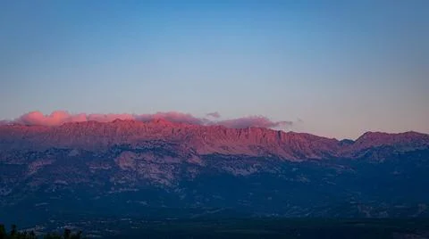 View of the mountain at sunset from the observation deck of Tazy canyon, Turkey Stock Photos