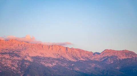 View of the mountain at sunset from the observation deck of Tazy canyon, Turkey Stock Photos