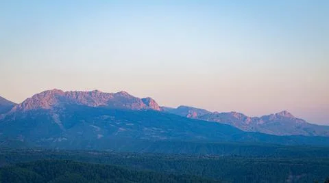 View of the mountain at sunset from the observation deck of Tazy canyon, Turkey Stock Photos