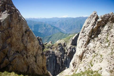 View from the mountain through the rocks Stock Photos