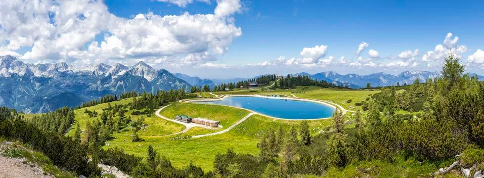 View from the mountain top Hoess in Hinterstoder at the Austrian Alps Stock Photos