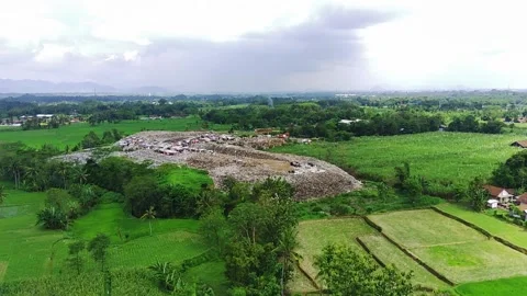 View of a mountain of trash heaps Stock Footage 237198657