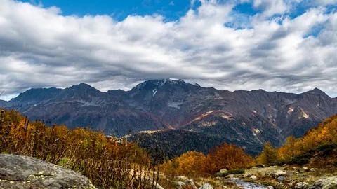 View of mountain valley. Achisho. Sochi. Russia. Timelapse Stock Footage 120435707
