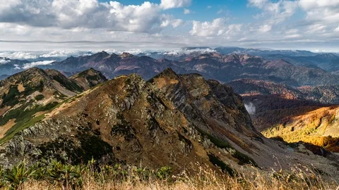 View of mountain valley. Achisho. Sochi. Russia. Timelapse Stock Footage 120435736