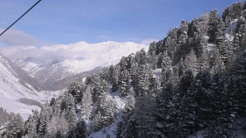 View of mountain valley from gondola Stock Footage 236577100