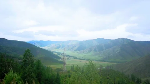 View of the mountain valley from the height 動画素材 120465378