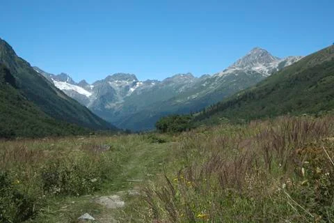 View of the mountain valley Stock Photos