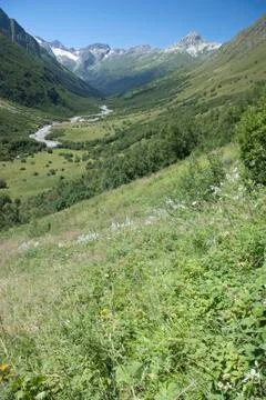 View of the mountain valley Stock Photos