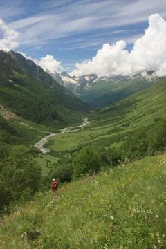 View of the mountain valley Stock Photos