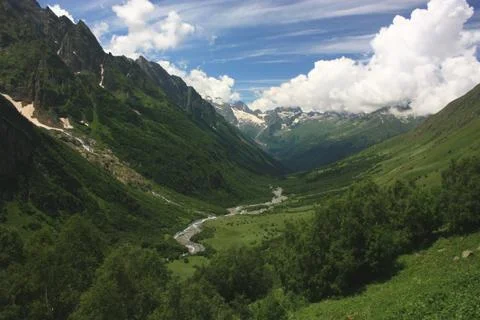 View of the mountain valley Stock Photos