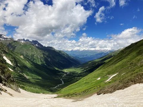 View of mountain valley in summer Fotos Stock