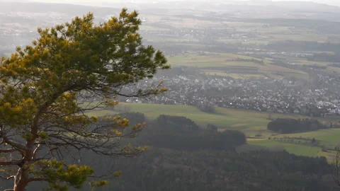 View from the mountain to the village Stock Footage 267029897