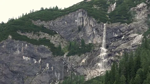 View on Mountain Waterfall Stock Footage 81108658