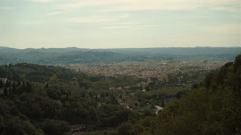 The view from the mountains to the ancient architecture of Florence, Italy. Stock Footage 120087794