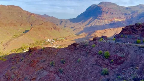 View of the mountains and cliffs of Gran Canaria Island. Stock Footage 308003179