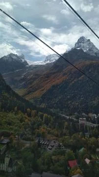 View of the mountains and clouds from the funicular Stock Photos