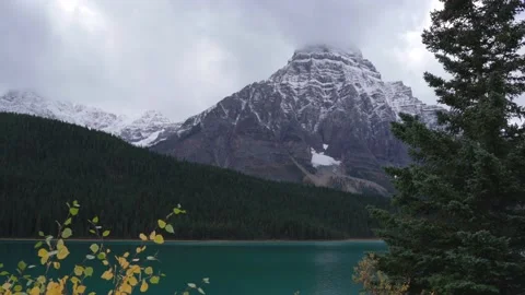 View of Mountains and Lake with turquoise water. Stock Footage 197042488